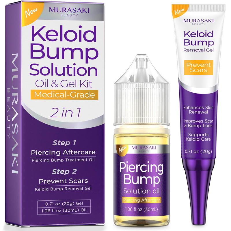 [Australia] - Piercing Keloid Bump Solution Kit | Piercing Aftercare Treatment with Piercing Bump Solution Aftercare Oil (30 mL) + Keloid Bump Removal Gel (20 g) help Softens Scar Tissue & Supports Skin Renewal 