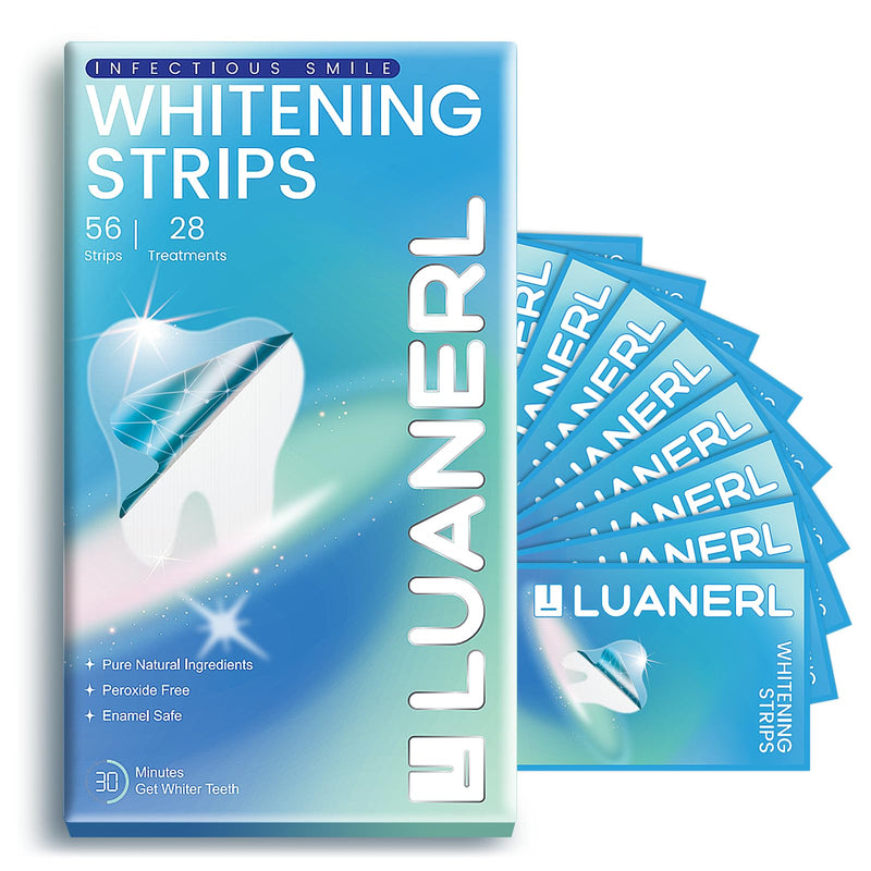 [Australia] - Teeth Whitening Strips 56 Strips - 28 Treatments,Peroxide & Sensitivity Free,Enamel Safe with Soothing Natural Ingredients for Deep Stains Removal 
