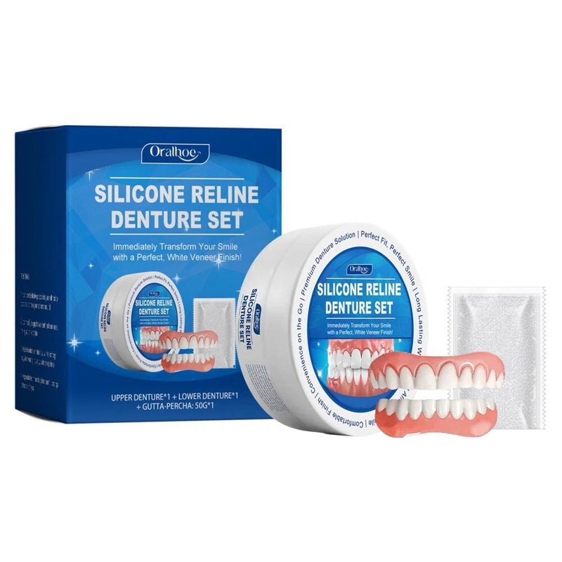 [Australia] - Silicone Reline Denture Set, Professional Denture Silicone Reline Kit, Upper and Lower Veneer, Soft and Comfortable Dentures, Dentures for Women and Men, Renew Your Smile, Rebuild Confidence 1PC 