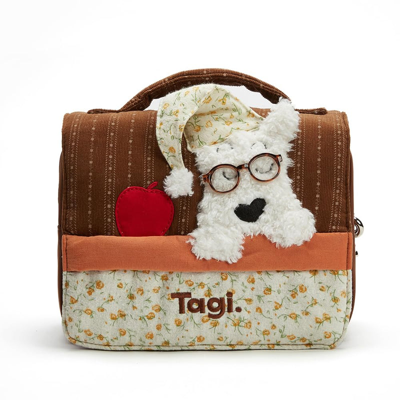 Haha Cosmetic Bag Travel Makeup Bag, Cute Dog-Shaped Toiletry Bag for Women, Water-Resistant Polyester Travel Organizer with Multiple Pockets & Metal Zippers, Citrus Chocolate