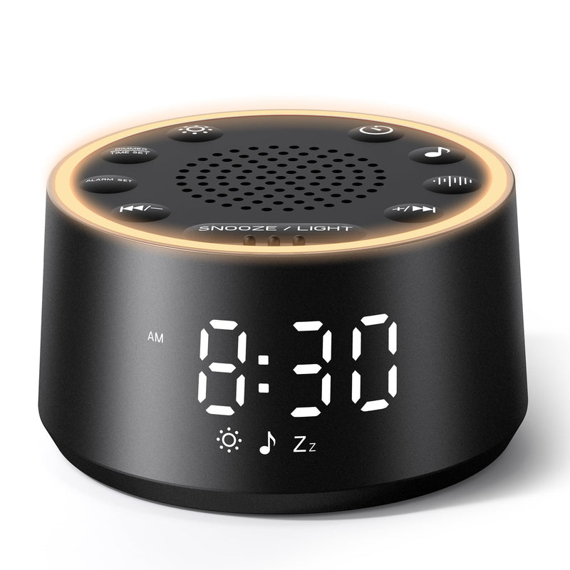 [Australia] - Dreamegg Sound Machine for Sleep - D1 Nova White Noise Sound Machine for Baby Adult with Alarm Clock, Soothing Sounds, Dimmable, White Noise Alarm Clocks for Bedrooms Heavy Sleepers Travel, Black Palm-sized 