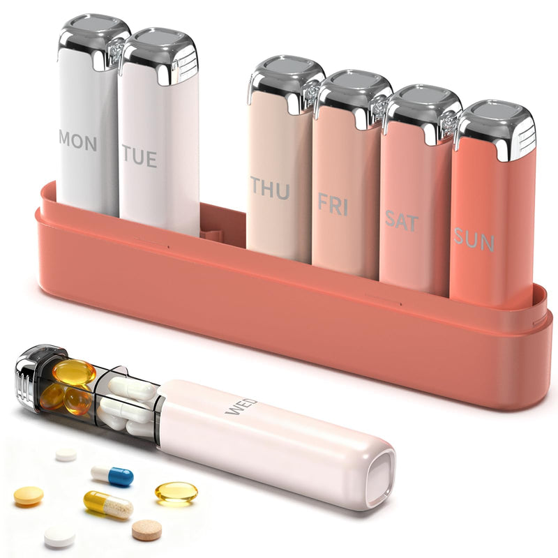 Weekly Pill Organizer 3 Times A Day, 7 Day Travel Pill Box, Pink | Pill Organizer 3X a Day for Women, Compact And Portable, Detachable Daily Compartments For Vitamins And Supplements