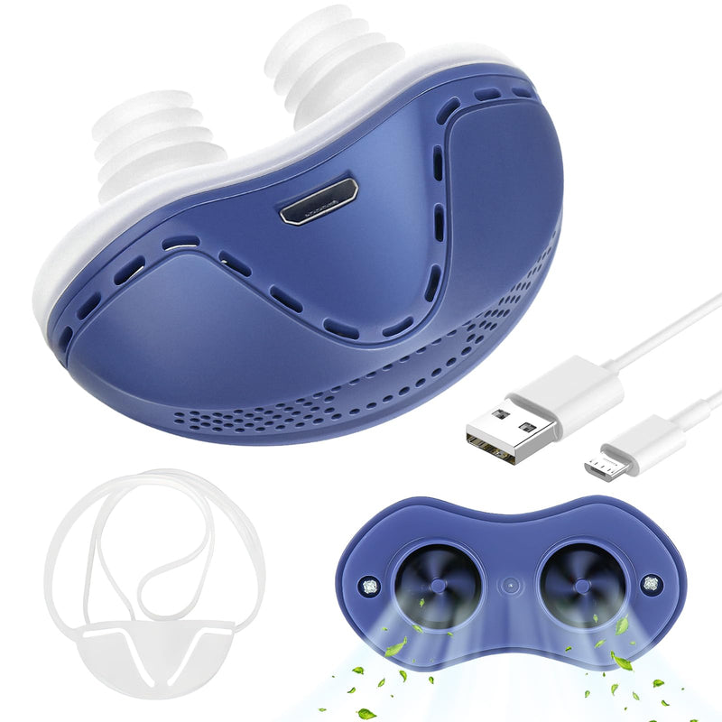 [Australia] - Mini Anti Snoring Devices,Stop Snoring Reduction,Electric Anti Snore Device,Adjustable Airflow Snoring Solution Aids for Men & Women,Blue Blue 