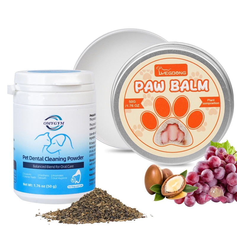 [Australia] - Dental Powder & Pet Teeth Cleaning Powder Kit for Dogs & Cats – Complete Oral Care Kit for Clean Teeth & Fresh Breath – Includes Dog Paw Balm, Nose Balm & Protective Paw Wax 1.76 Ounce (Pack of 1) 