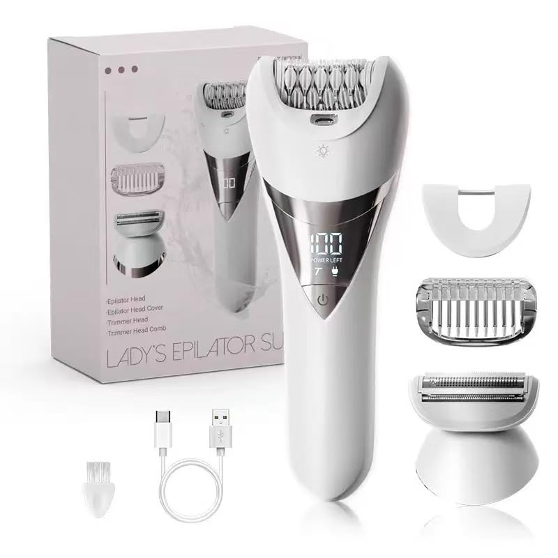 [Australia] - Electric Lady's Epilator,2in1 for Face, Chin, Arm, Leg, Armpit, Bikini Trimmer,Shave& Epilate, Wide Head for Fast Epilation,Wet & Dry Lady Shaver,2 Speeds 
