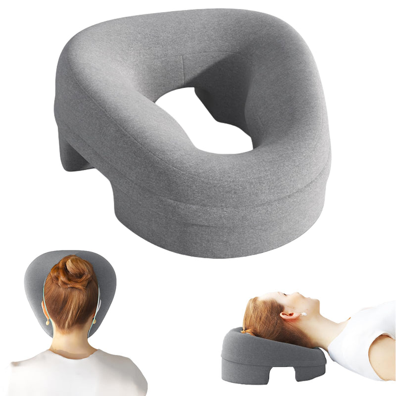 [Australia] - Ergonomic Face Down Pillow for Massage – Memory Foam Face Pillow with Detachable Cover, Ideal for Prone Sleepers, Stomach Sleeping, Post-Eye Surgery Recovery, Spa, and Beach Tanning (Grey) Grey 