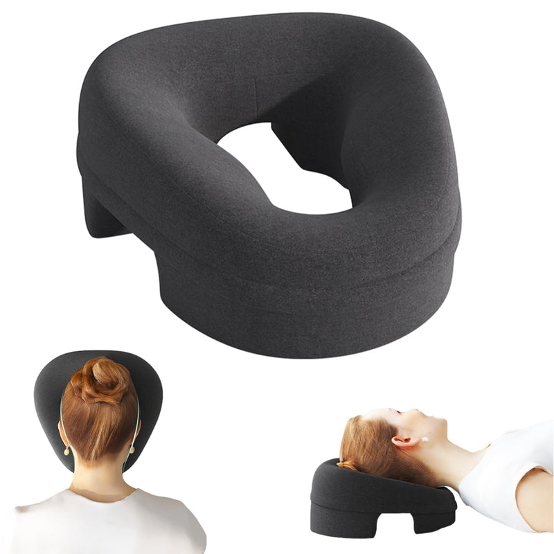 [Australia] - Ergonomic Face Down Pillow – Memory Foam Face Pillow with Detachable Cover, Massage Headrest for Bed, Stomach Sleeping, Post-Eye Surgery Recovery, Includes 10pcs Disposable Covers (Black) Black 