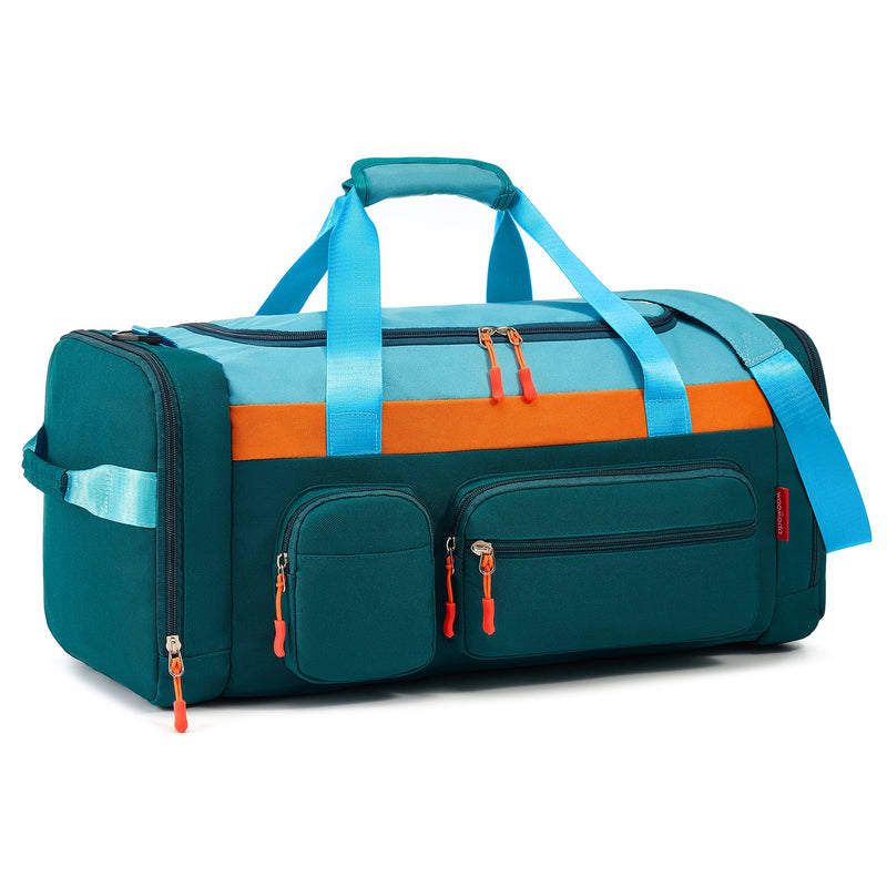 WOOMADA Kids Travel Bag with Shoe & Wet Pockets, Carry On Duffle Bag(green blue) green blue