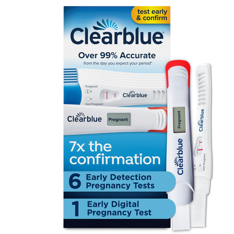 Clearblue Early Pregnancy Test Kit, At-Home Pregnancy Test Kit for Women, hCG Hormone Pregnancy Tests with Easy-to-Read Results, 7 Tests 7 Count