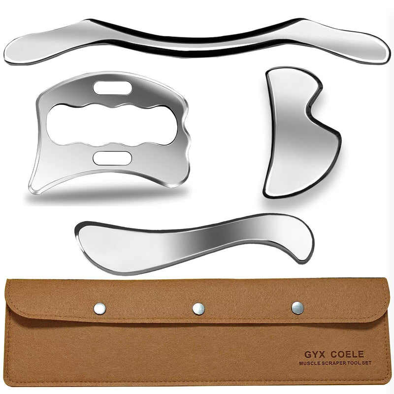 [Australia] - 4 in 1 Muscle Scraper Tool Set, IASTM Physical Therapy Massage Tools with Storage Case, Gua Sha Massage Scraper Scraping Tool Physical Therapy (4PCS Set) GYX COELE-001 
