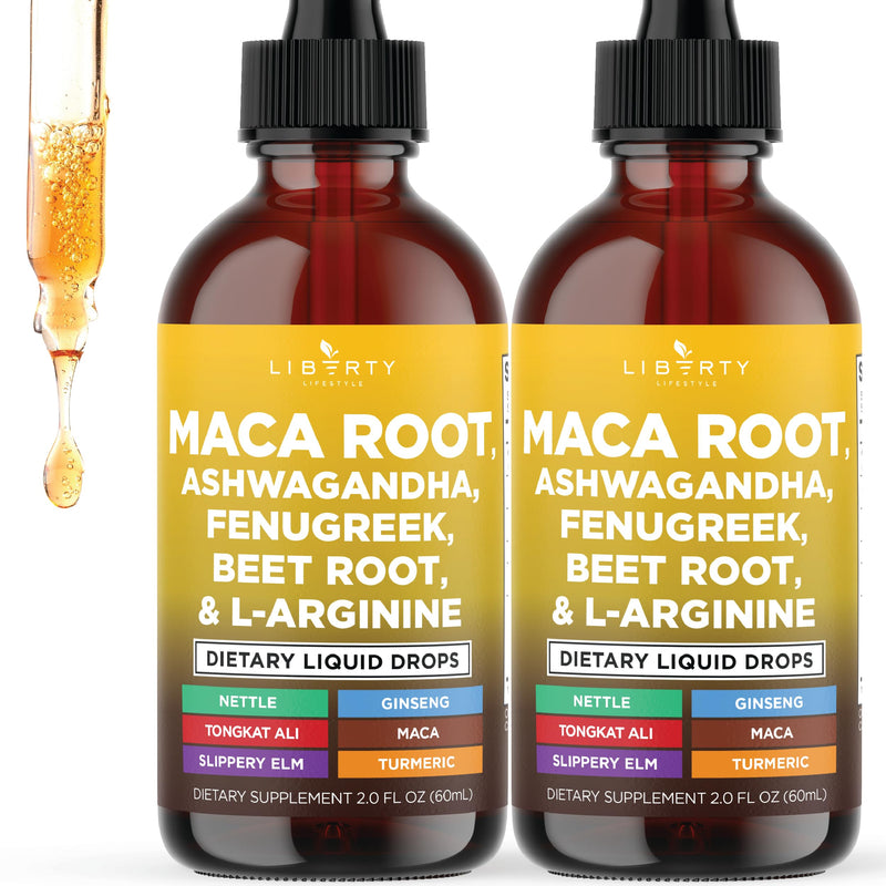 [Australia] - Organic Maca Root Liquid Drops with Ashwagandha, Nettle, Fenugreek, Beet Root and L-Arginine Liquid Multivitamin for Women and Men - 4oz 2 Fl Oz (Pack of 2) 
