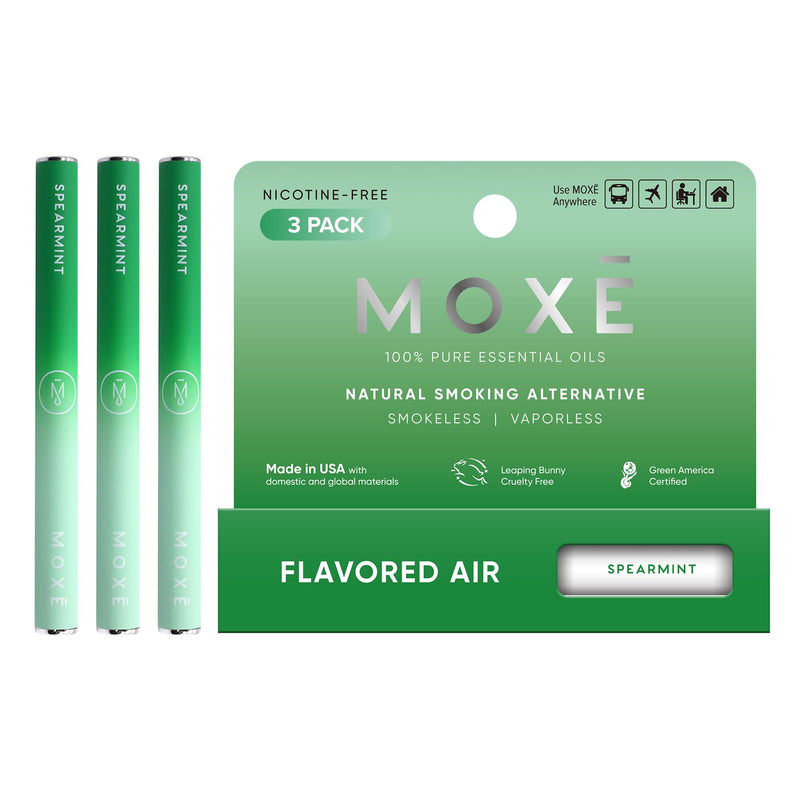 [Australia] - MOXE Natural Spearmint Air Inhaler | Non Electric Long-Lasting Flavored Air Refreshing Support | Oral Fixation Spearmint & Menthol Essential Oils, Craving Relief - 3 Pack 