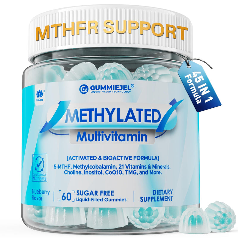 Methylated Multivitamin for Women Mens Gummies, Daily Vitmains Methylfolate | Greens & Mushroom Blend, Methyl B12, TMG, Choline, D3K2, B Complex, Coq10, ALA, Overall Wellness, Energy, Sugar Free, 60 Ct 60 Count (Pack of 1)