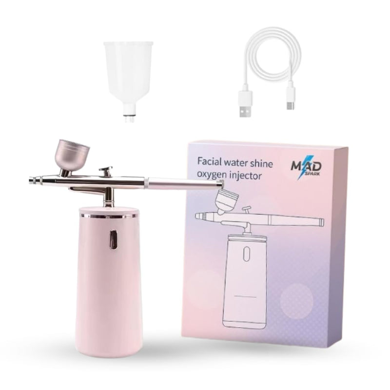 [Australia] - Oxygen Facial Spray Machine - High Pressure Handheld Facial Steamer with 0.3mm Nozzle - Rechargeable Portable Nano Mist face steamer for facial deep cleaning, Moisturizing, Travel & Home Use Pink 