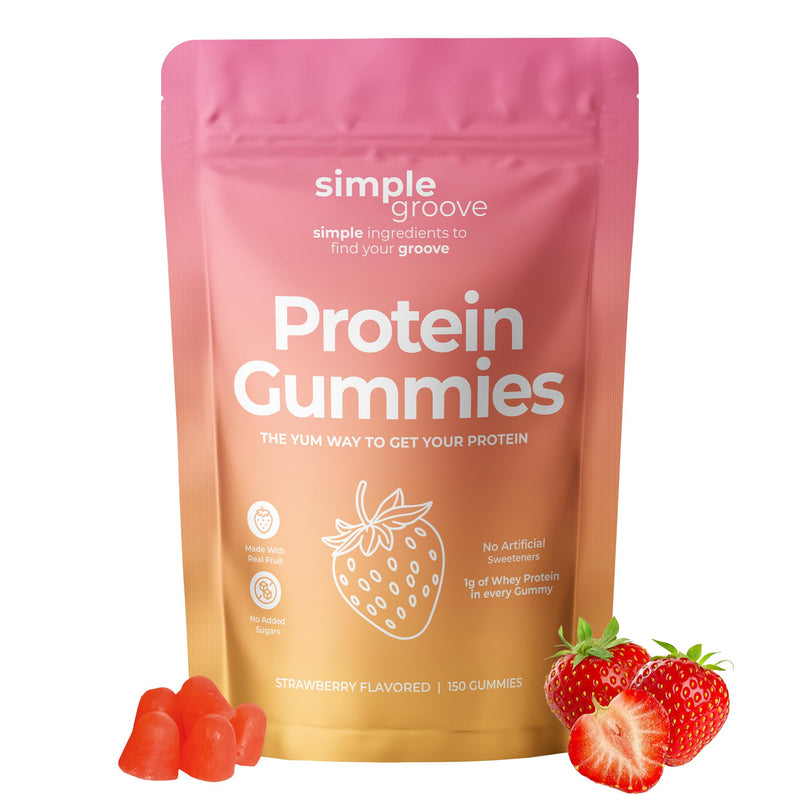 simple groove Protein Gummies|1g Whey Protein per Gummy | Healthy Snacks | Essential Amino Acids | Healthy Gummy Candy | Gummies for Women Men Kids Strawberry 150 Count (Pack of 1)