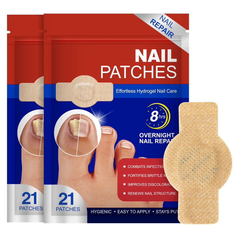 Nail Patches 42 PCS, Toenail Treatment Extra Strength 8-Hour Overnight Nail Fast Acting Repair Effortless Hydrogel Nail Care and Repair for Damaged Nails Overnight Renewal for Men and Women 1 Count (Pack of 42)