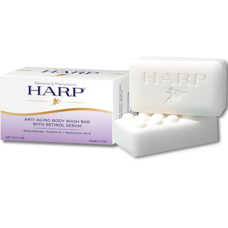 HARP® Anti-Aging Body Wash Bar with Retinol – pH Balanced Syndet Cleanser, FRAGRANCE FREE, Soap-Free & No Lye, Non-Comedogenic, With Niacinamide, Hyaluronic Acid & Vitamin E, 5 oz Anti-Aging - Fragrance Free 1 Bar