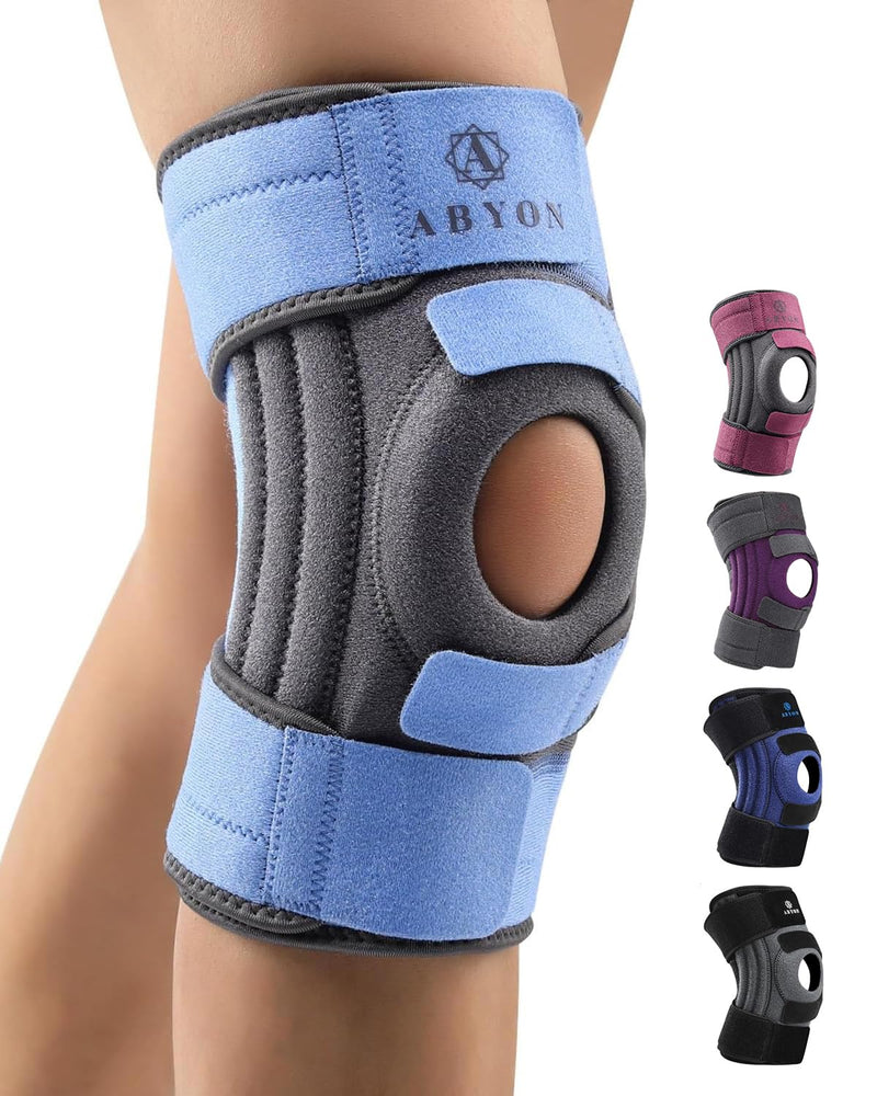 [Australia] - ABYON Knee Brace for Women & Men Meniscus Tear, ACL, Arthritis, Knee Support with Triple Side Stabilizers and Adjustable 360° Wraparound Strap for Maximum Knee Pain Support and Fast Recovery - Please Check How To Size Video X-Large SteelBlue 