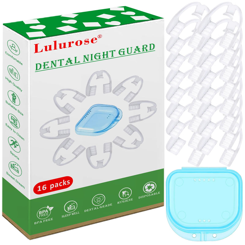 [Australia] - Mouth Guard for Grinding & Clenching Teeth with Portable Hygiene Case | Anti-Slip & Soft Hook Design BPA Free | Disposable & Ready to Use - No Need to Boil/Mold | One Size Fits All 16 Count 