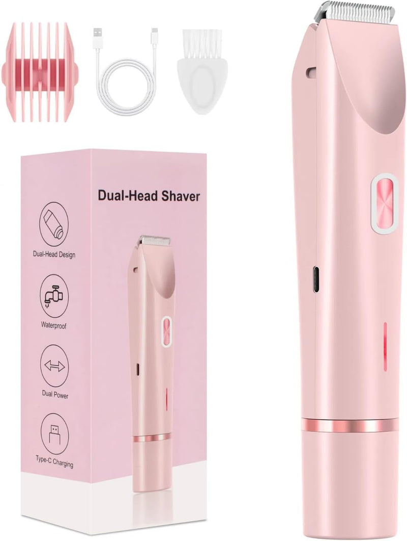 [Australia] - Bikini Trimmer for Women,2025 New Bikini Shaver,Electric Razor & Shaver with Dual Ceramic Blades,Painless Hair Removal,Rechargeable Razor Body Hair Trimmer for Wet & Dry Use 
