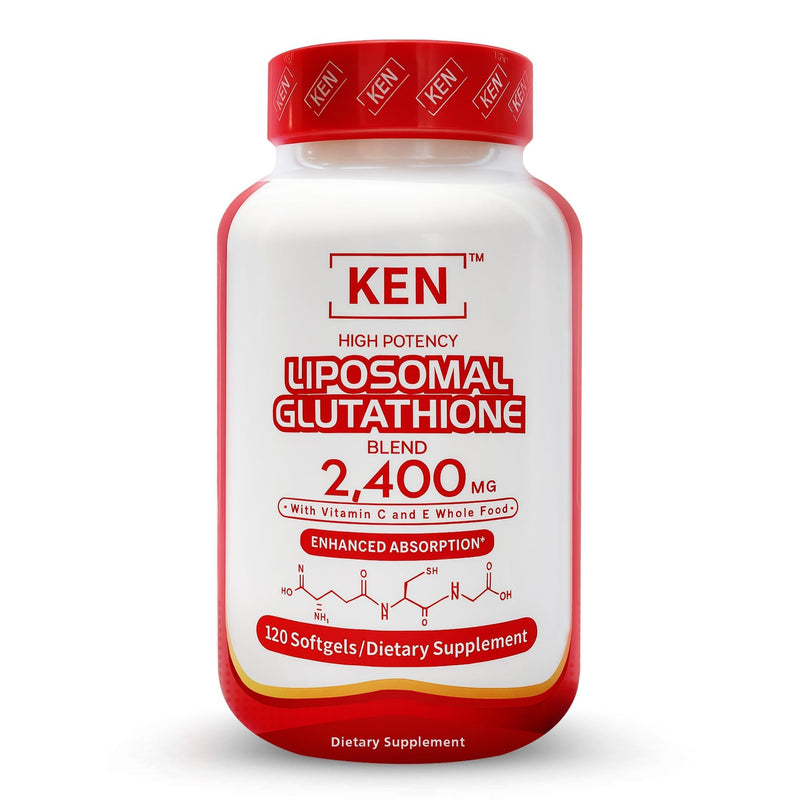 KEN Liposomal Glutathione with MCT Oil, 2400mg Blend, Vitamin C&E, Halal | Antioxidant for Cell Protection, Immune & liver support, for Energy & Skin, Non-GMO 120 softgels