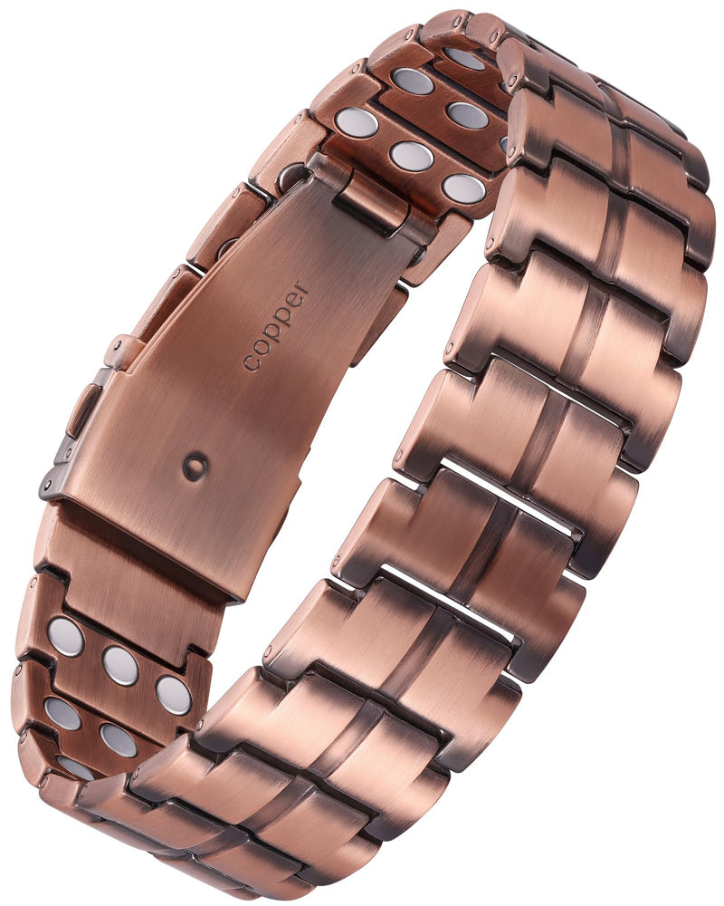 [Australia] - Feraco Copper Bracelet for Men 3X Strength,Magnetic Therapy Bracelet Copper Jewelry with Powerful 3800 Gauss Magnets Classic Pattern 