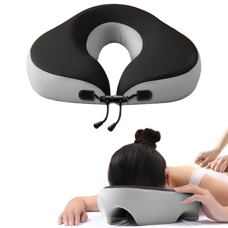 [Australia] - Massage Head Rest For Bed at Home, Bed Massage Head Holder, Face Down Pillow For Sleeping, Massage Table Headrest, Face Cradle, Post-Eye Surgery Recovery, Bamboo Charcoal Memory Foam Pillow Grey 