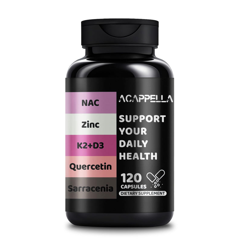 ACAPPELLA Vitamin D3 K2 Capsule Quercetin NAC N-Acetyl Cysteine Sarracenia Supplement Zinc Supplements 120 Count