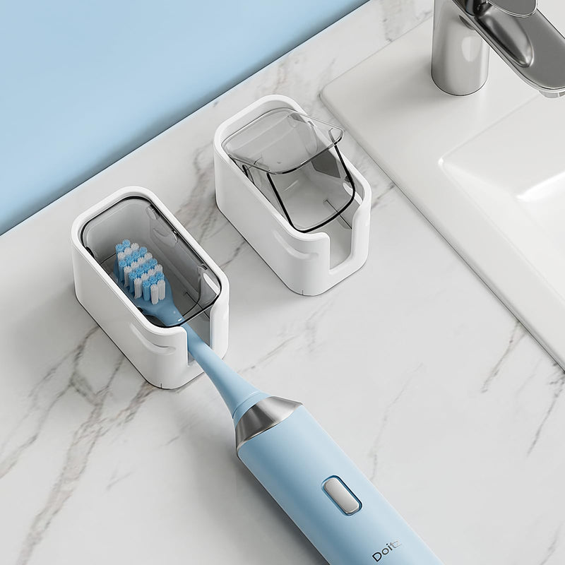 [Australia] - Travel Toothbrush Head Cover 2PCS, Electric Toothbrush Covers Caps, Ventilated Toothbrush Protectors Caps for Travel, Camping, Bathroom, Business, Grey 