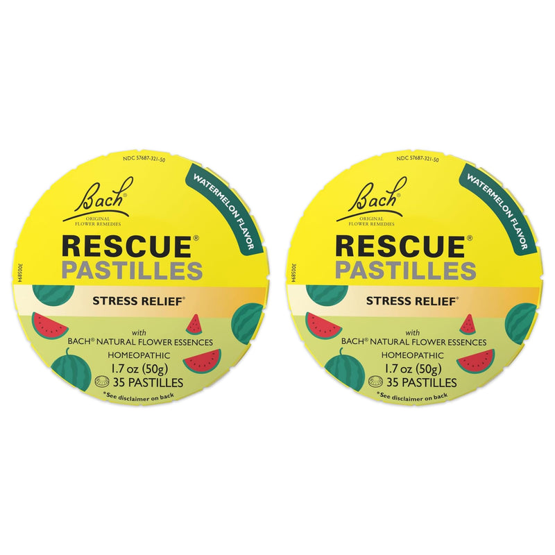 [Australia] - RESCUE Bach PASTILLES, Watermelon Flavor, Stress Relief Lozenges, Homeopathic, Flower Essences, 2 Pack 