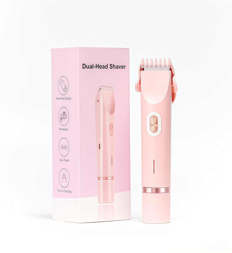 [Australia] - Bikini Trimmer for Women 2 in 1，Waterproof Bikini Trimmer，Rechargeable Cordless Electric Razors for Face Chin Pubic Underarm Legs，IPX7 Personal Trimmer Groomer for Body Hair，Pink 