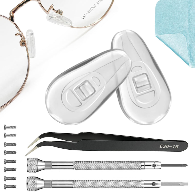 [Australia] - 5-Pairs Silicone Eyeglass Nose Pads, Pressure-Reducing Air Chamber Design | Screw-in Style Glasses Nose Pads Replacement Kit, Anti-Slip & Easy Install, Fit for Most Eyeglasses & Sunglasses 
