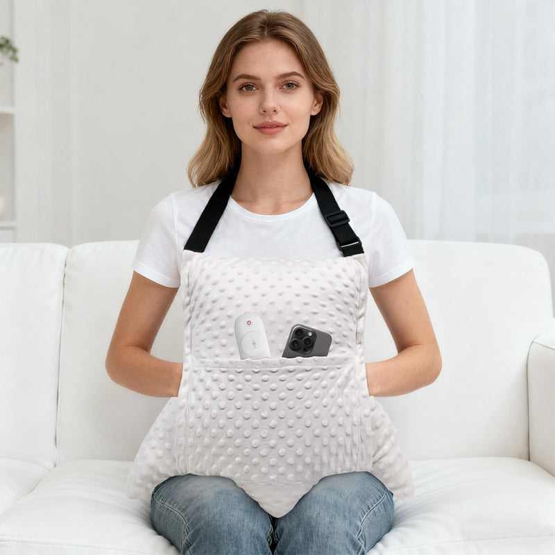 [Australia] - Hysterectomy Pillow with Pockets for Ice/Hot Packs, Abdominal Surgery Recovery Pillow for Women, Post-Surgery Support for Tummy, C-Section, Mastectomy, Heart Surgery, Ideal Recovery Gift (Off-White) 