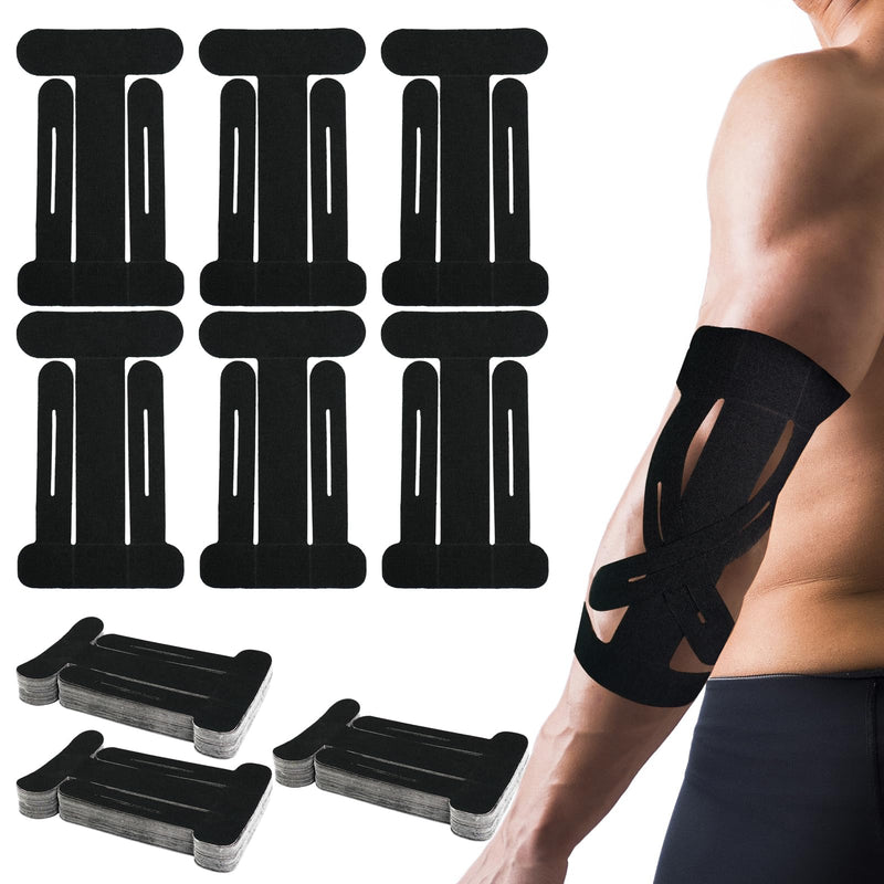 [Australia] - 35 Pcs Kinesiology Tape Pre Cut Elbow Tape Original Waterproof Cotton Athletic Latex for Elbow Support Sports Long Lasting Support Relief Muscle Pain (Black) 
