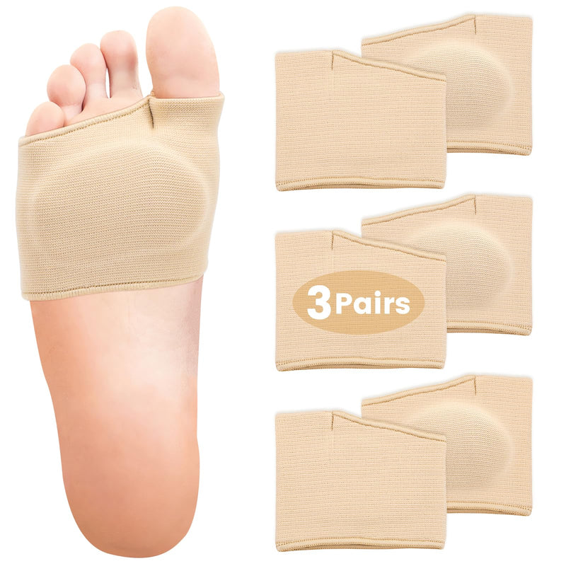 [Australia] - 3 Pairs Metatarsal Foot Pads for Women and Men, Foot Pads for Balls of Feet Cushions Pain Relief, Morton's Neuroma Relief, Metatarsal Support XL Beige 