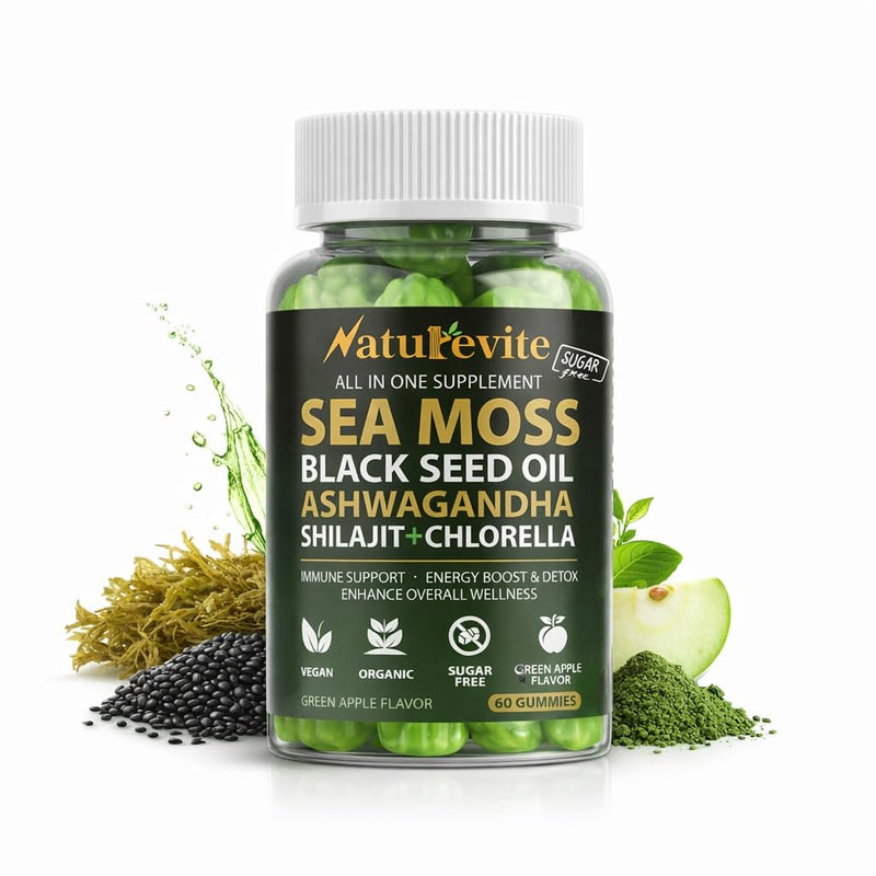 16-in-1 Seamoss Gummies – Sugar-Free, US-Made (30-Day) | 3X Potent, Seamoss, Black Seed Oil, Ashwagandha and more, Supports Immune Health, Energy and Daily Vitality for Men, Women