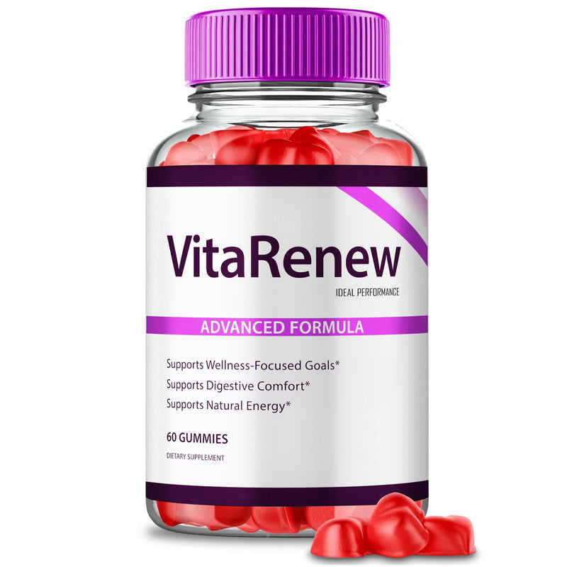 VitaRenew Advanced Gummies for Skin Health, VitaRenew Gummies for Skin Health - Maximum Strength, Keto+ ACV Gummys, All Natural Support Formula Keto+ACV, Vita Renew Gummy Reviews (1 Pack)