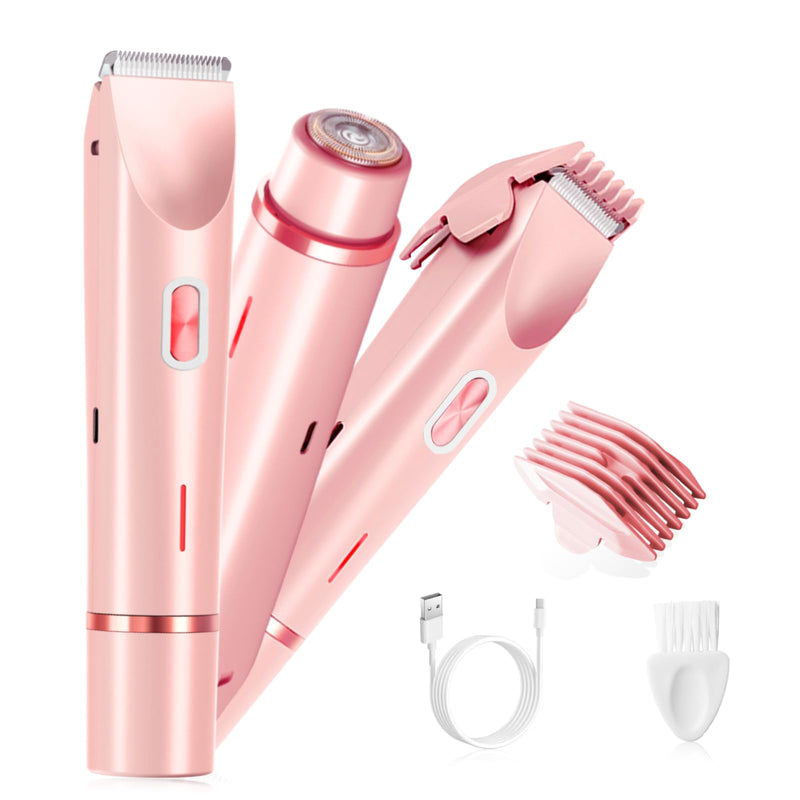 [Australia] - Electric Bikini Trimmer for Women, 2-in-1 Hair Shaver and Epilator, Waterproof Wet/Dry Lady Shaver（Pink） Pink 