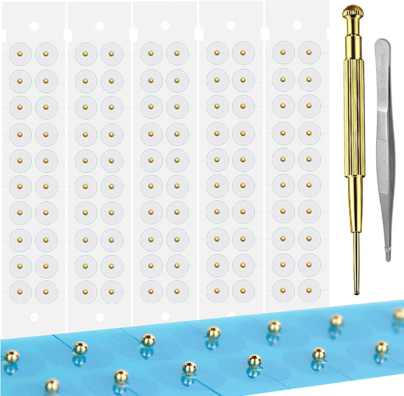 [Australia] - Ear Seeds Acupuncture Kit - 100 Pieces - Acupressure with Ears Seed, with Bonus Free Chart and Brass Acupressure Probe - for Balance & Wellness (Gold-100pcs) Gold-100pcs 