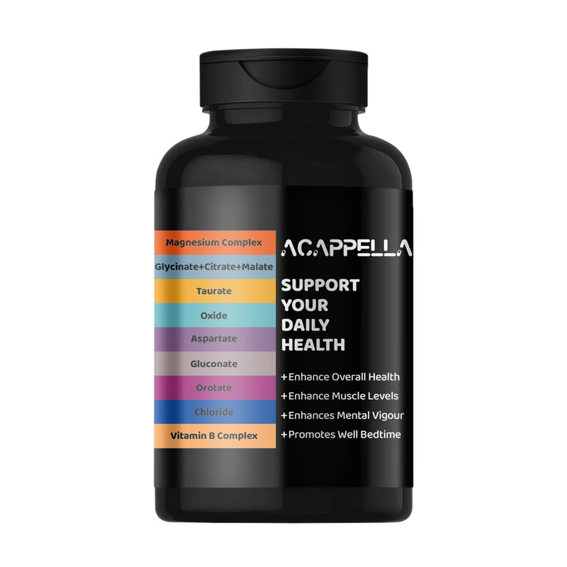 ACAPPELLA Magnesium Complex Capsule Vitamin B Supplement with Malate Magnesium Citrate Glycinate Oxide Taurate - 120 Count