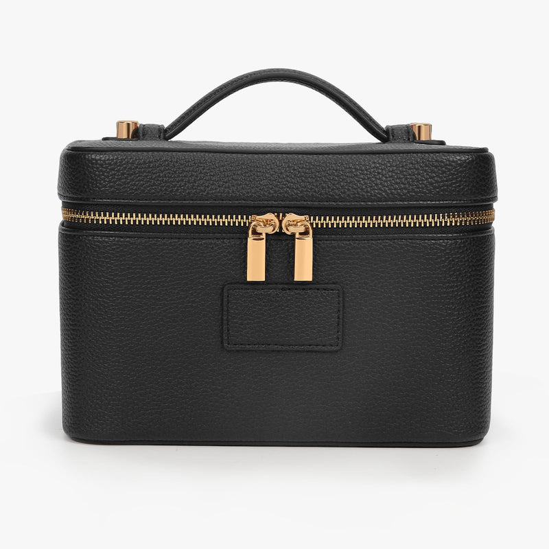 Makeup Bag Vanity Case with Removable Divider Travel Toiletry Bag Portable Cosmetic Bag Makeup Organizer Case (Black) Black