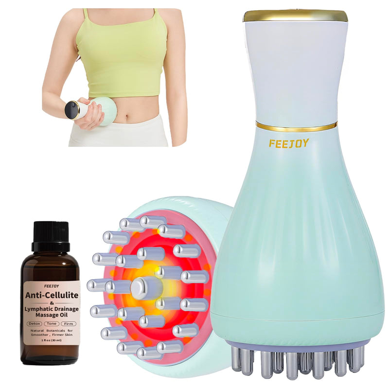 [Australia] - Lymphatic Drainage Massager & Massage Tool with Cellulite Oil, Body Sculpting Machine & Fascia Blaster for Cellulite with Microcurrent, Light, Heat & Vibration, for Legs, Arms & Belly 