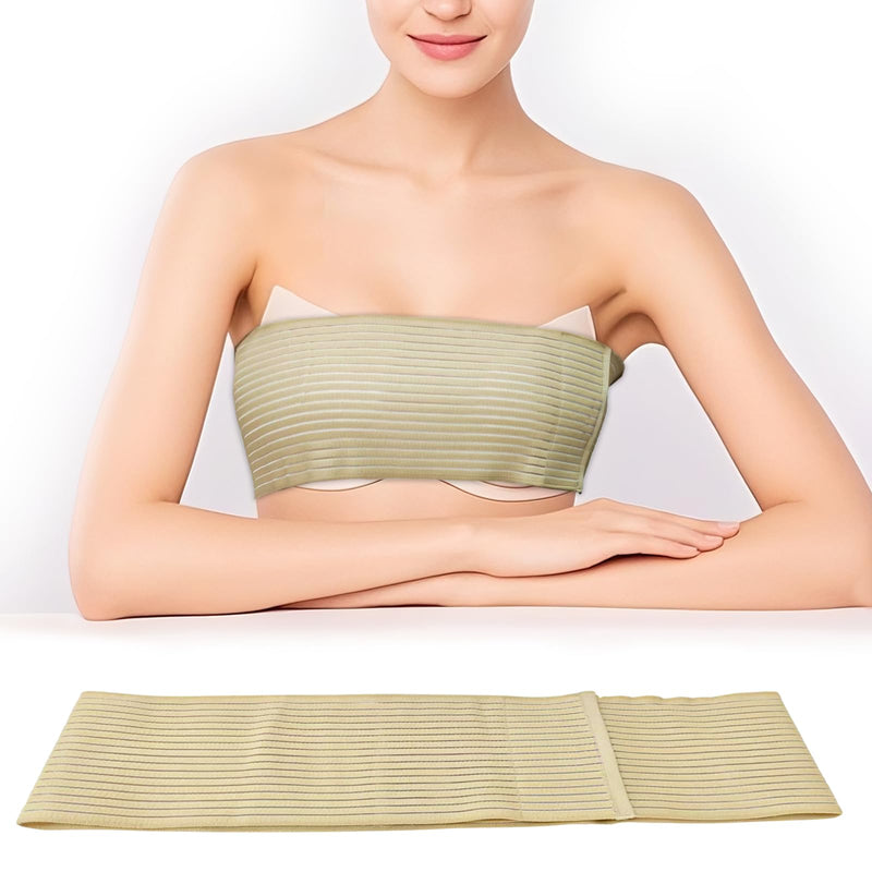 [Australia] - Post Op Breast Augmentation Band | Breast Implant Chest Brace For Women | Compression Wrap Post Surgery Bra Belt | No Bounce Stabilizer Strap | Sport Bra Alternative For Running Working Out (Beige, Large) Beige 