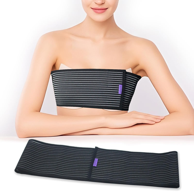 [Australia] - Abdomencare Breast Implant Stabilizer Band I Post Surgery Breast Band Chest Compression Wrap For Women I Breast Augmentation Band I Bra Breast Reduction Recovery Supplies For Healing I One Size (Black-XL) 