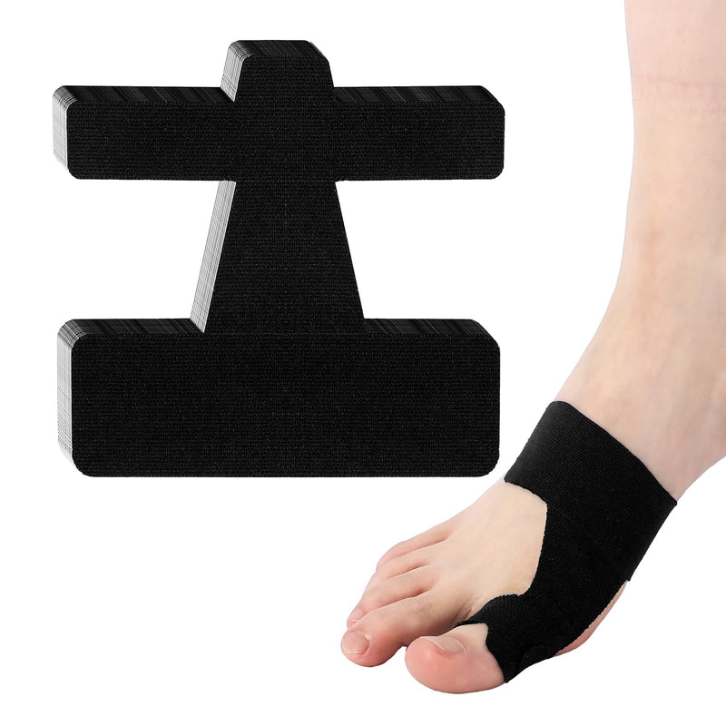 50 Pcs Precut Kinesiology Tape for Bunion Pain Big Toe Support and Pain Bunion Corrector Relief & Relief Breathable Hypoallergenic Latex-free Tape (Black) Black
