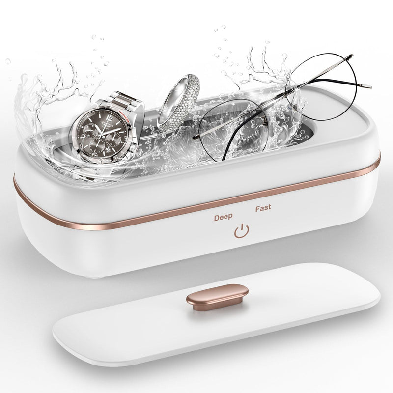 [Australia] - Ultrasonic Jewelry Cleaner, 47KHZ Ultrasonic Glasses Cleaner Machine Portable with Two Timer Silver Jewelry Cleaner for Necklaces, Coins, Dentures, Eyeglasses, Watches, Rings 