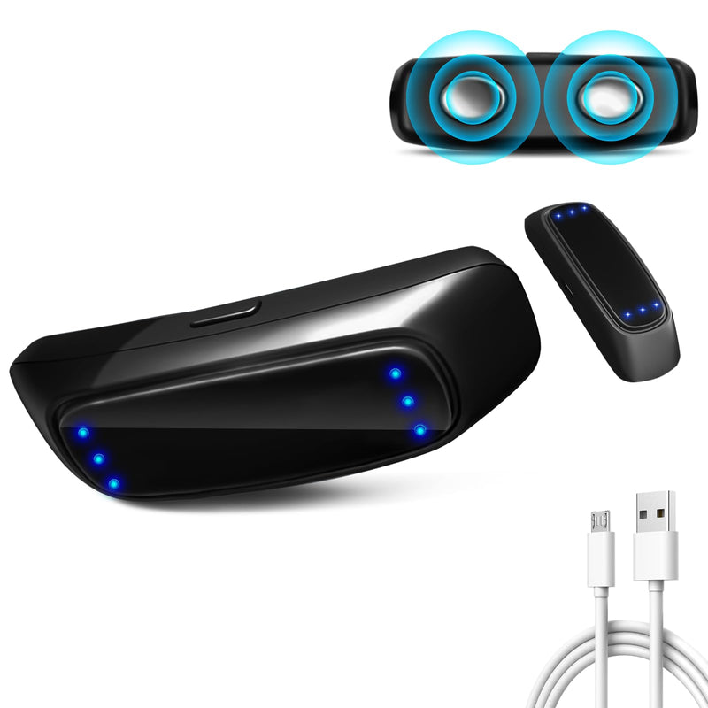 [Australia] - Anti Snoring Devices, Pulse Feedback, Snore Stopper Chin Mounted, 6 Adjustable Modes, Snoring Solution for Men & Women, Portable Snoring Relief for Home Travel Black & Grey 