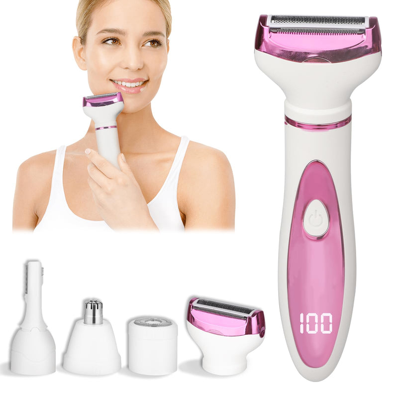 [Australia] - Wet & Dry Electric Razor for Women Men,4 in 1 Rechargeable Led Display Electric Shaver and Facial Hair Remover,Painless Ladies Body Razors for Nose Face Body Leg Bikini Arm Hair Purple White 