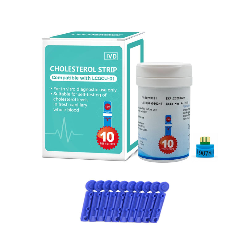10 PCS Total Cholesterol Test Strips for LCGCU-01 Total Cholesterol Testing Meter (Device NOT Included)