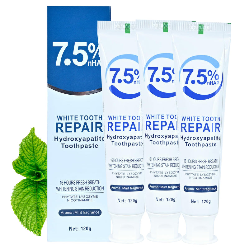 [Australia] - Set 3-Pack Hydroxyapatite Toothpastes for Enamel Protection and Tooth Strengthening，Fresh Breath，Formula mild Mint， Daily Use for Oral Health.（ 4.23oz） (3) 